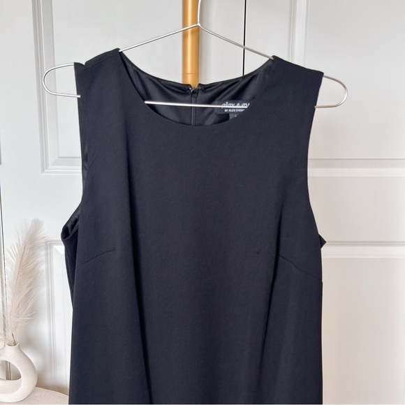 Alex Evenings Black Feather Hem Sleeveless Sheath Dress - Picture 12 of 13
